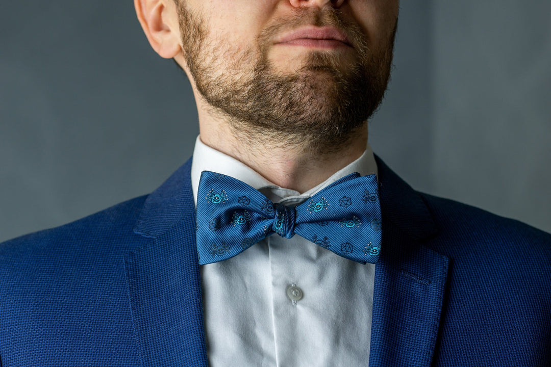 Stylish Beholder Pattern Bow Tie - Dice Bow Tie - D&D Dungeon Master's Gift - Fun DnD Accessory - TTRPG Formal Wear