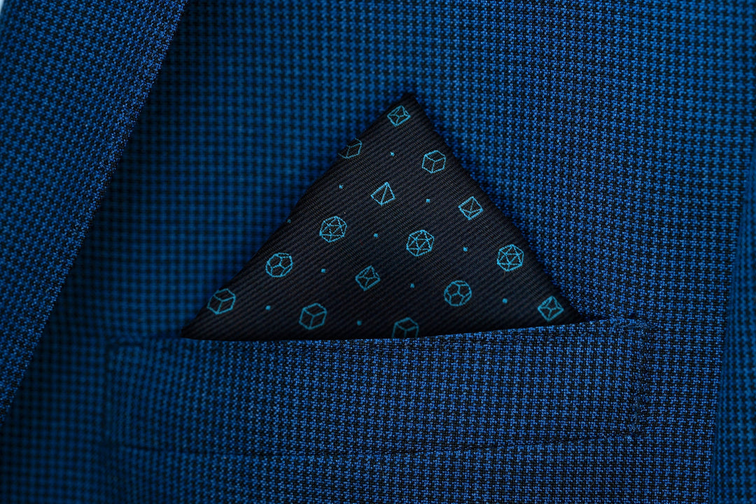 Stylish Polyhedral Pattern Pocket Square - Dice Bow Pocket Square - D&D Dungeon Master's Gift - DnD Wedding - TTRPG Formal Wear