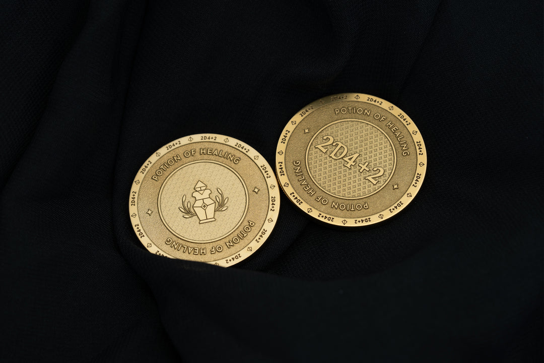 Potion of healing brass coin in a gift box