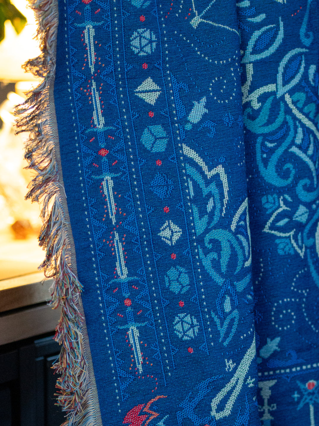 Woven Cotton Tapestry Blanket – Polyhedral Dice Fantasy TTRPG Home Decor