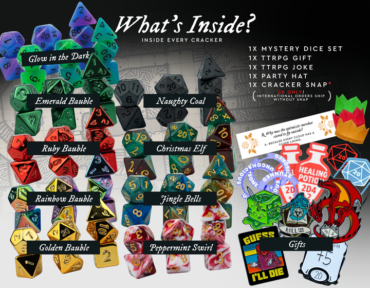 TTRPG Christmas Cracker with Mystery Dice Set