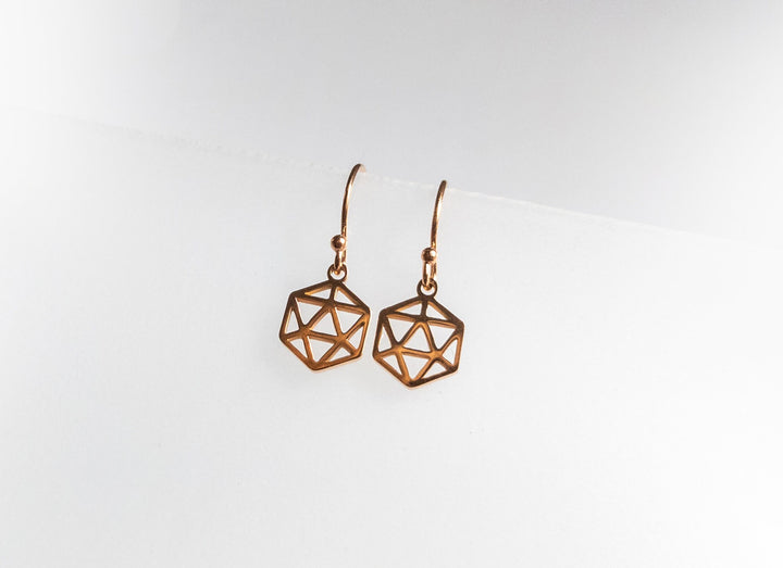 Geometric D20 Charm Earrings