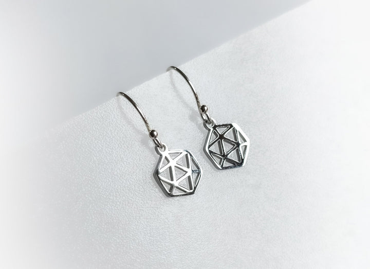 Geometric D20 Charm Earrings