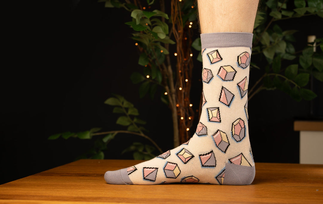 Polyhedral dice design sock - Pastel