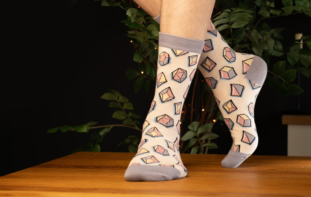 Polyhedral dice design sock - Pastel