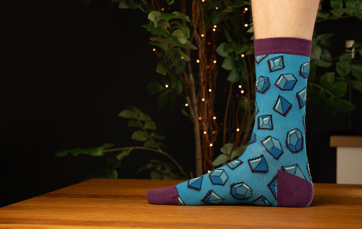 Polyhedral dice design sock - Blue