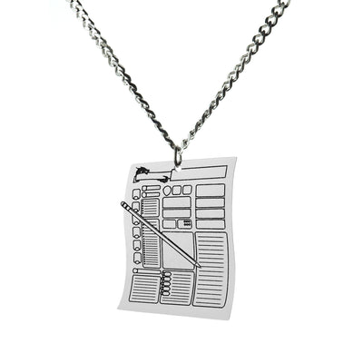 Character Sheet Necklace with Curb Chain