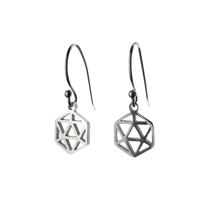 Geometric D20 Charm Earrings