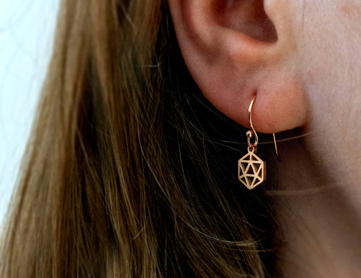 Geometric D20 Charm Earrings