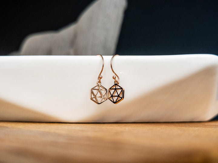 Geometric D20 Charm Earrings