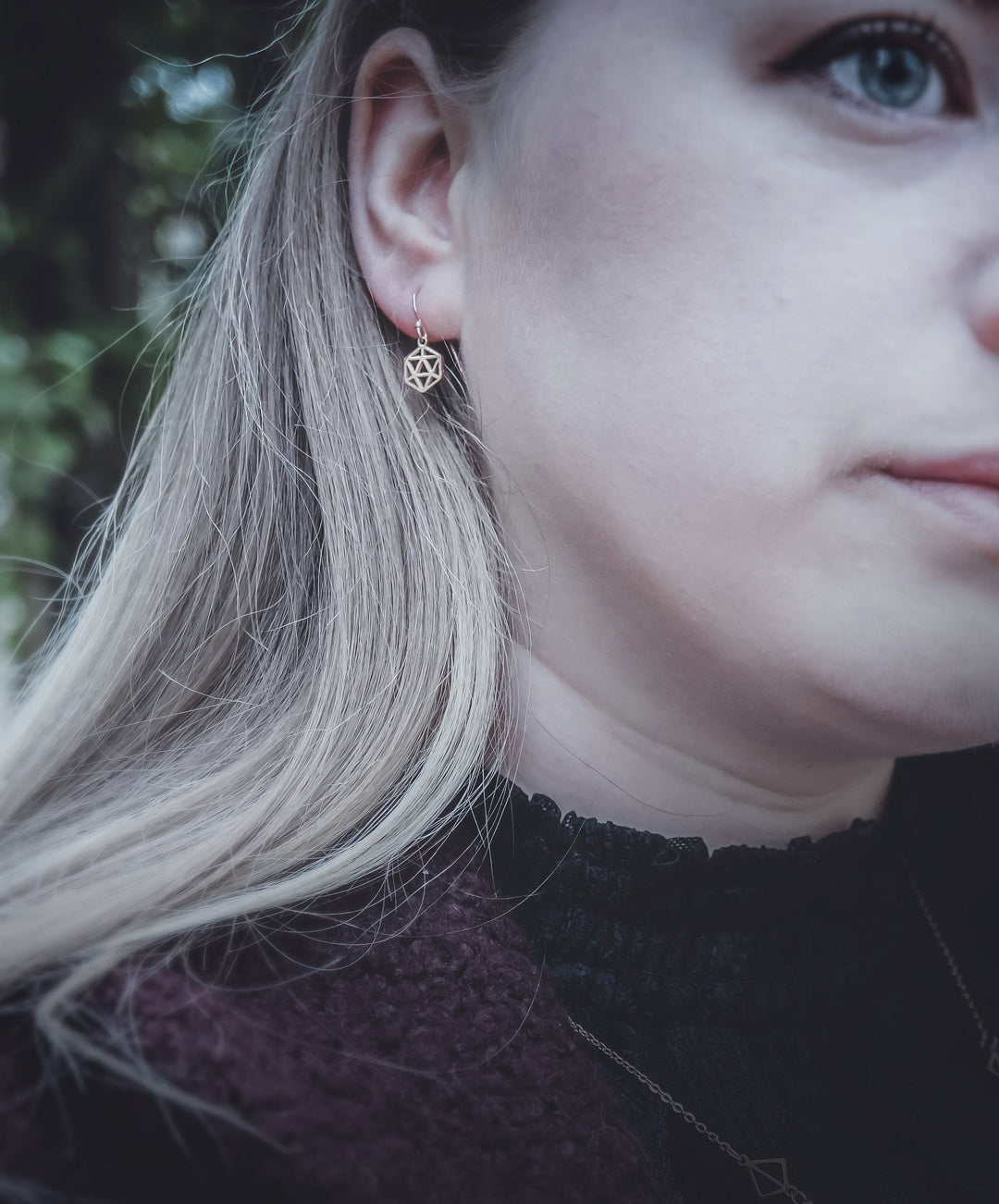 Geometric D20 Charm Earrings